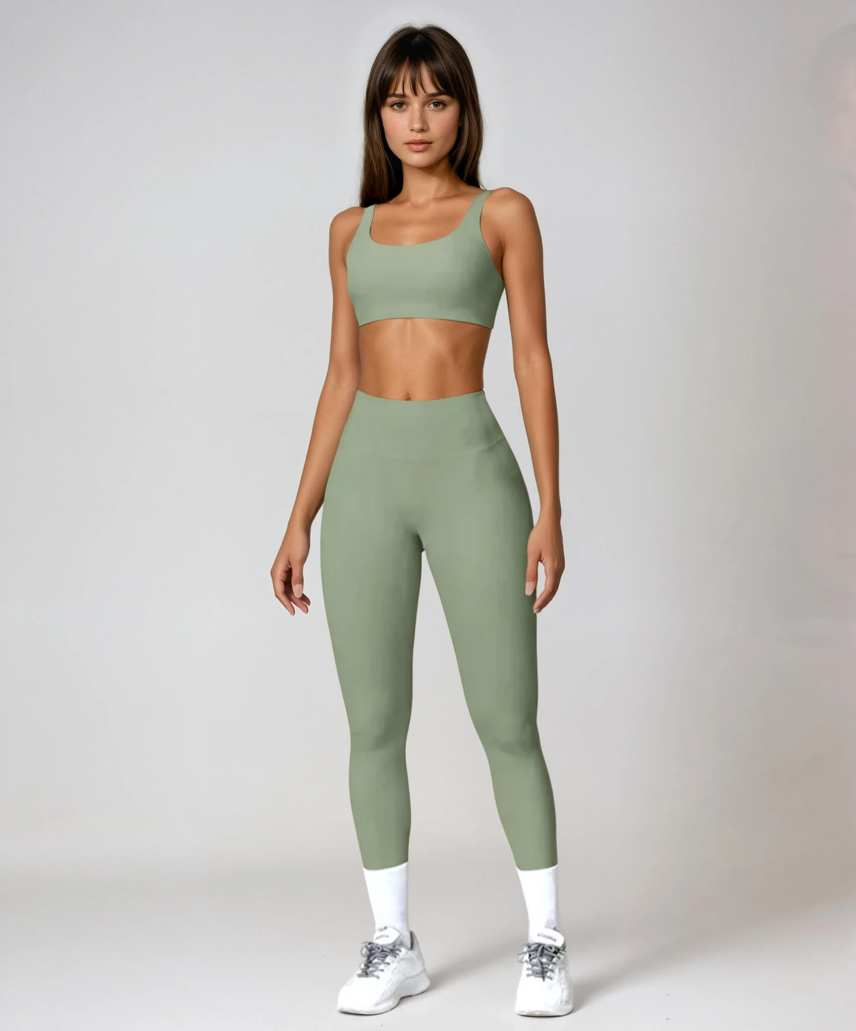 Seamless Activewear Sæt – ribbet kompression, top + leggings – flere farver