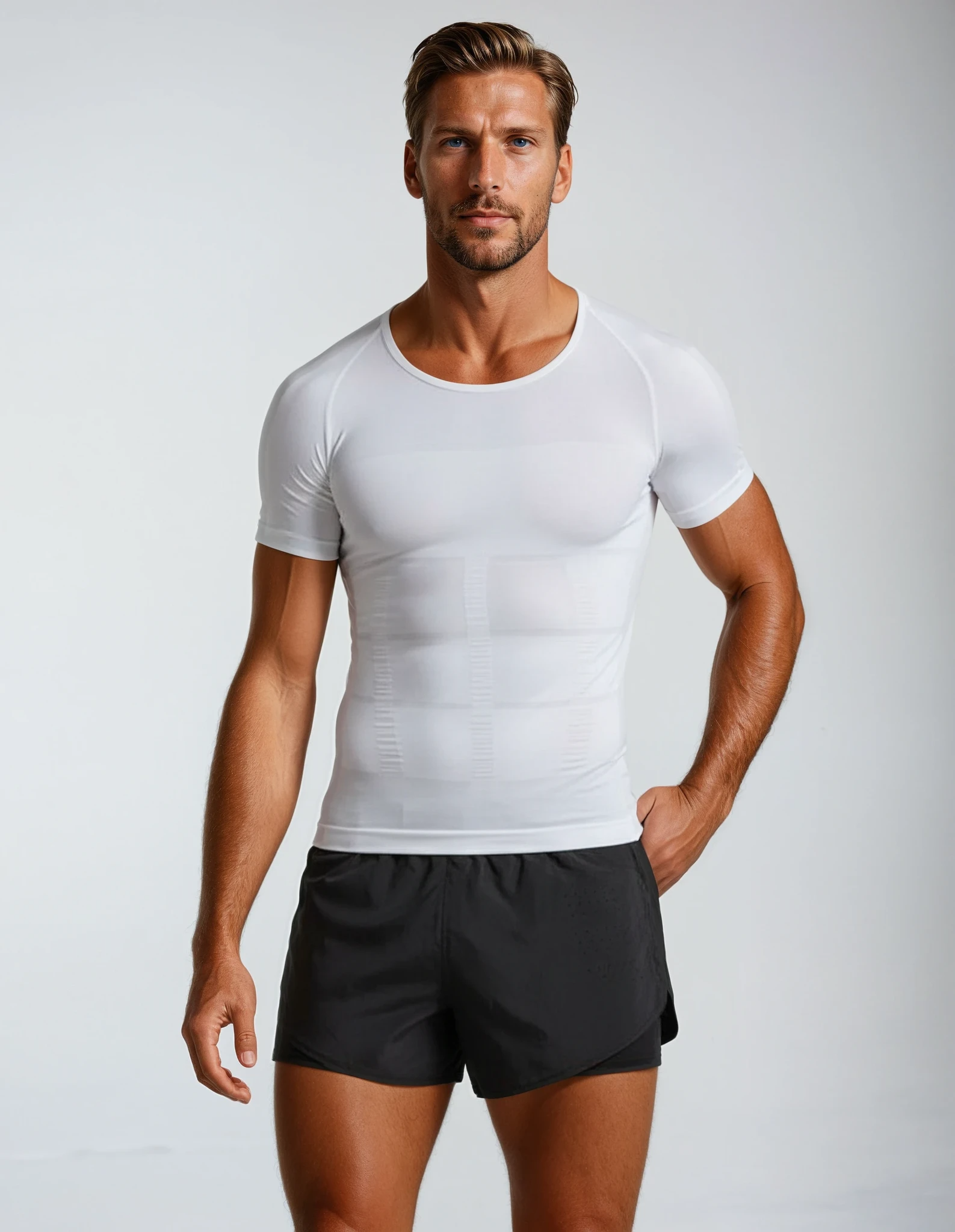 Velocity Layer Tee – kompressions T‑shirt – hurtigtørrende – sort/hvid