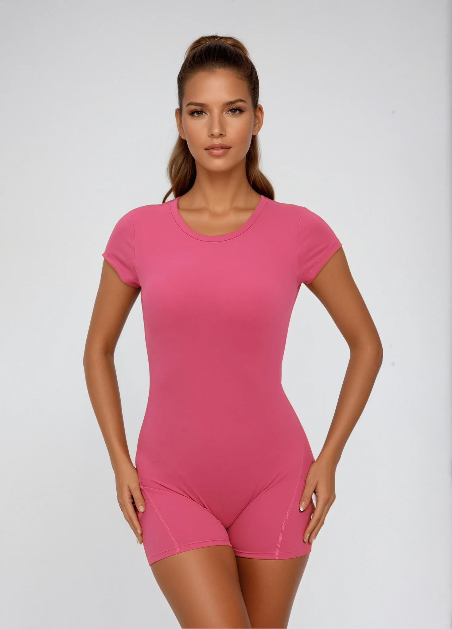 Ensedy Unify Jumpsuit – seamless 1‑piece – performance fit – grå/pink