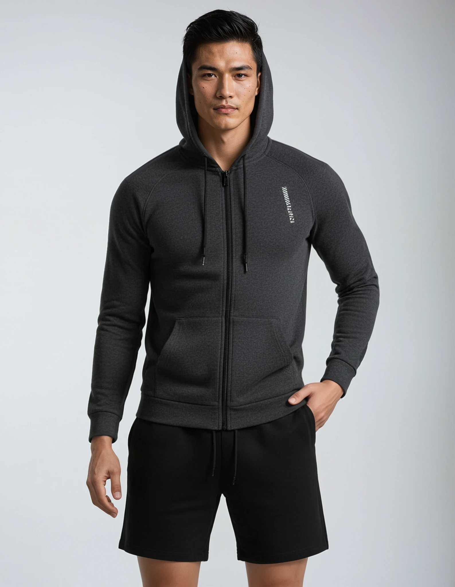 Active Flex Træningsjakke – letvægts stretch – full zip – sort/grå