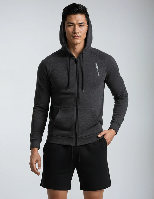 Active Flex Træningsjakke – letvægts stretch – full zip – sort/grå