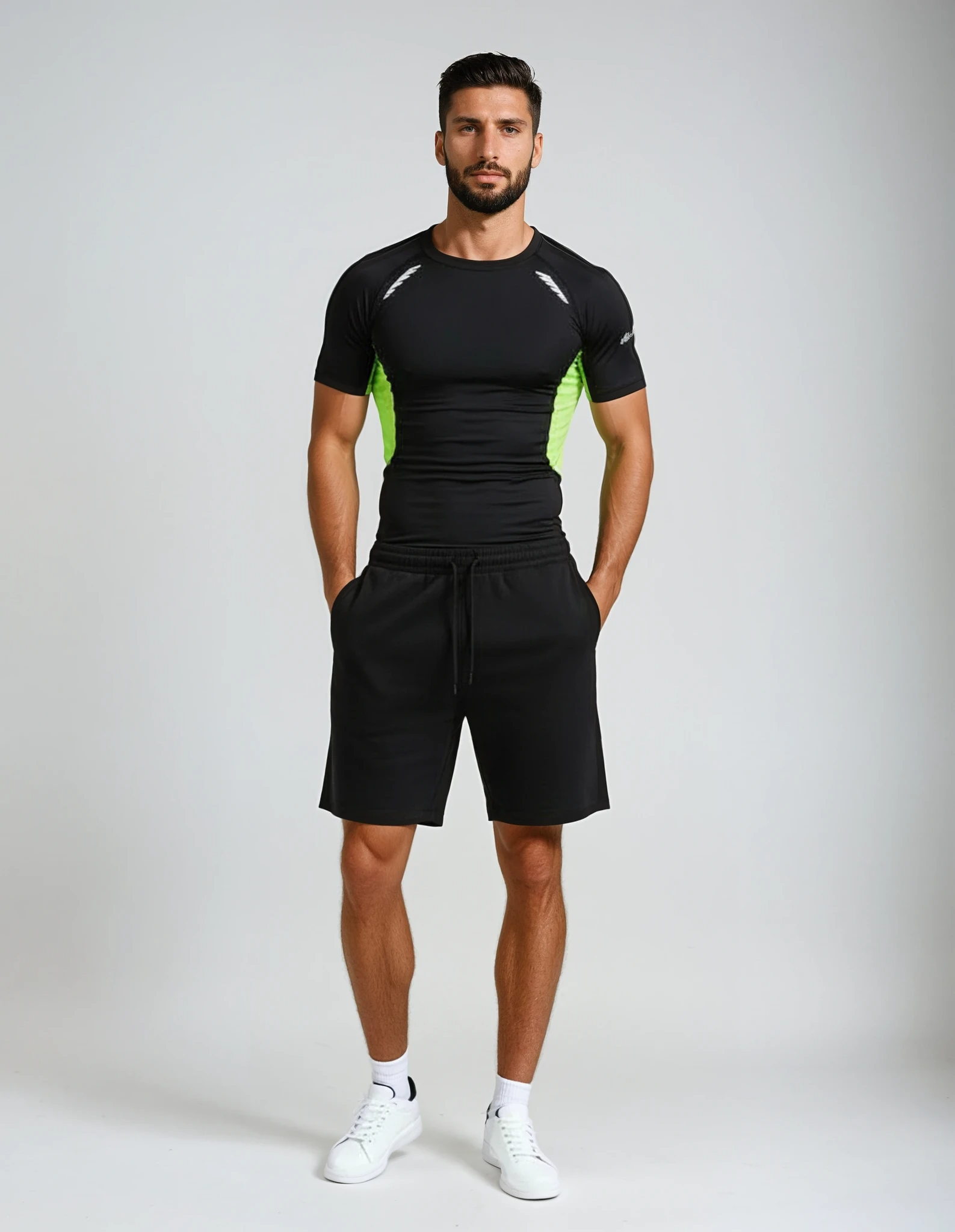 Men’s Compression Sports T‑Shirt – hurtigtørrende – sort