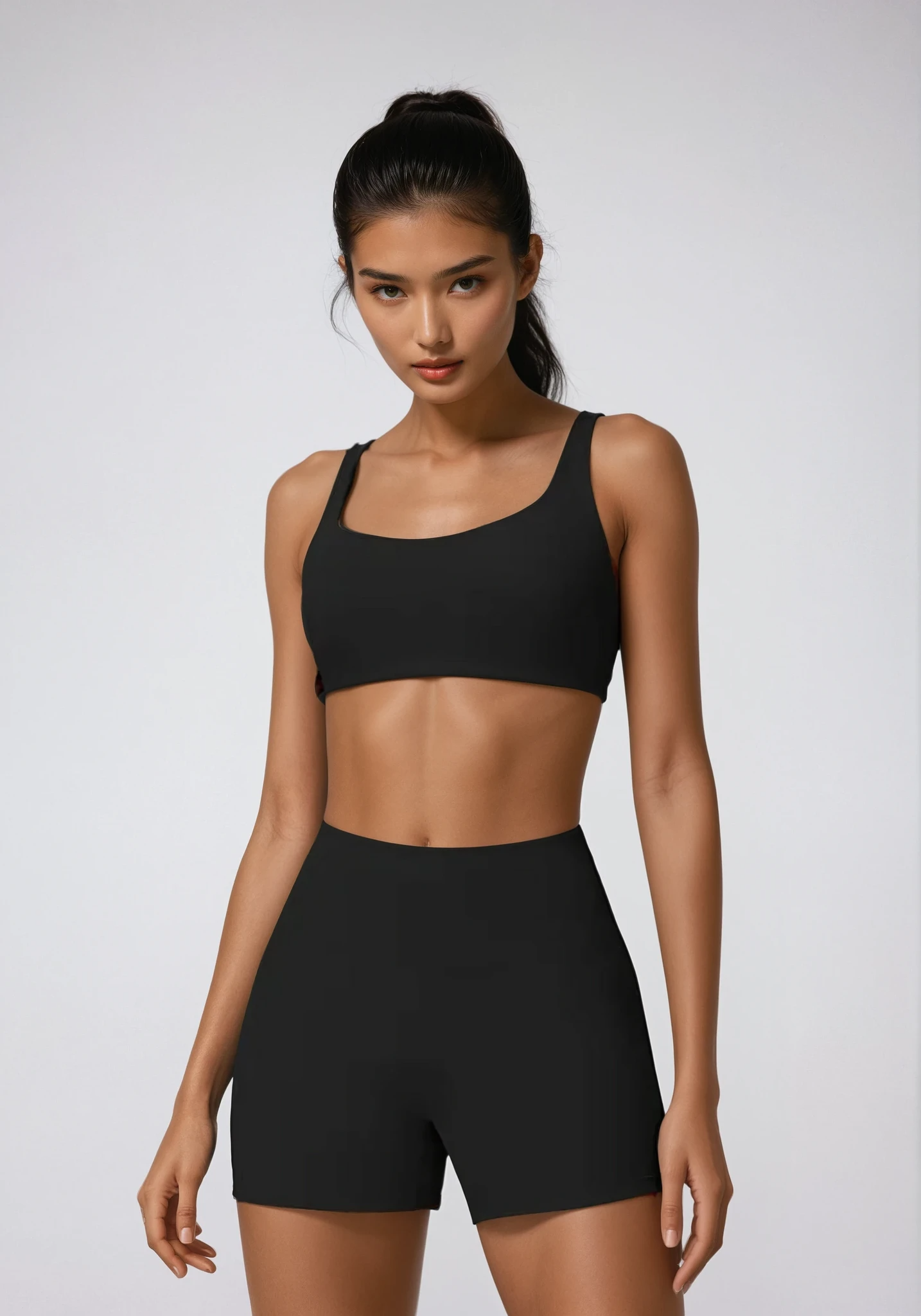 Seamless Activewear Sæt – ribbet kompression, top + shorts - flere farver